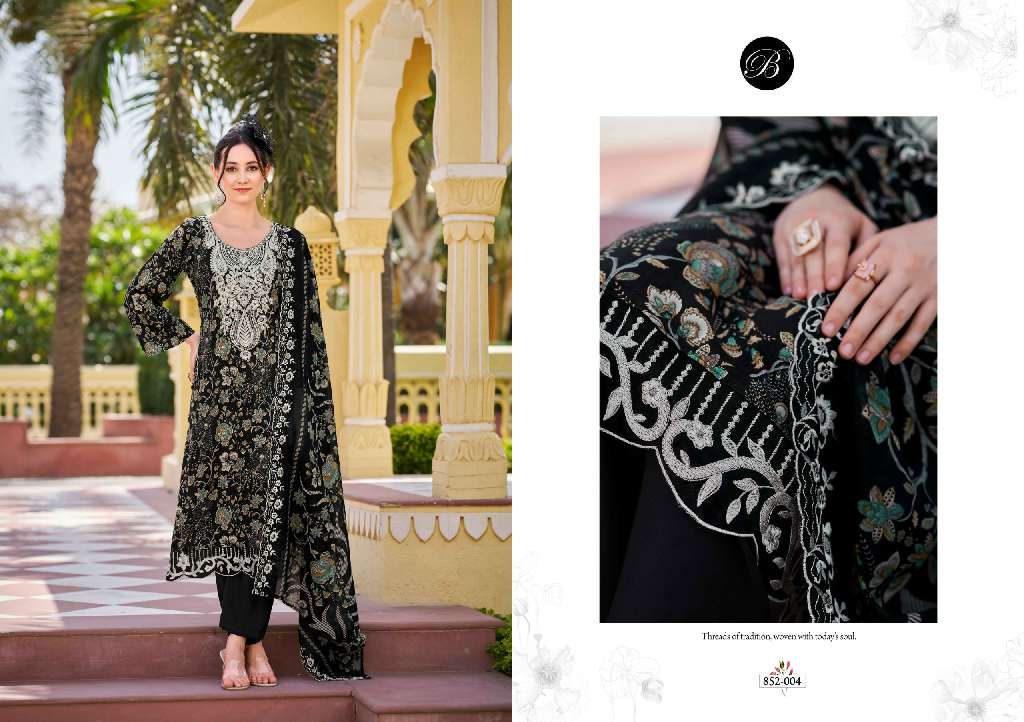 BELLIZA DESIGNER STUDIO TANAYA WHOLESALE DIGITAL PRINT WITH EXCLUSIVE EMBROIDERY WORK PREMIUM DESIGNER DRESS MATERIAL