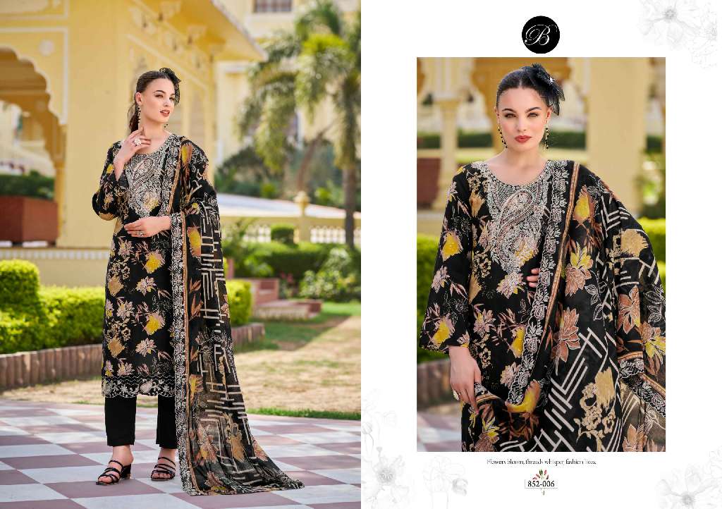 BELLIZA DESIGNER STUDIO TANAYA WHOLESALE DIGITAL PRINT WITH EXCLUSIVE EMBROIDERY WORK PREMIUM DESIGNER DRESS MATERIAL