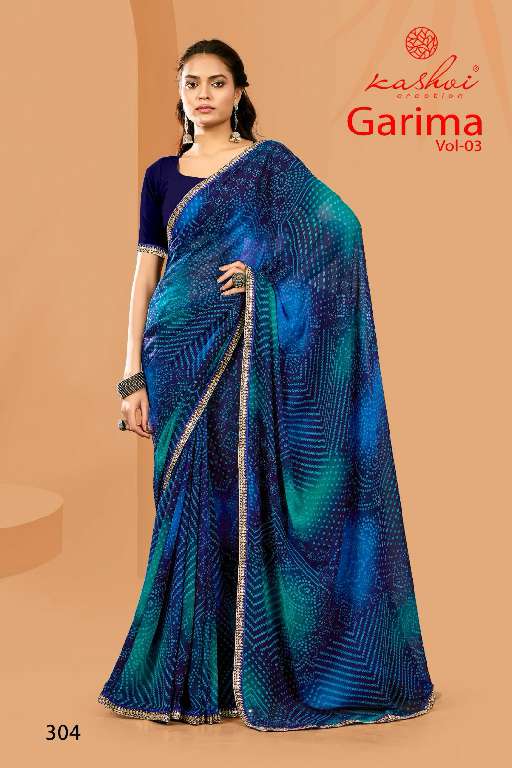 KASHVI CREATION GARIMA VOL-3 WHOLESALE NEW CATALOG GEORGETTE BANDHEJ PRINT SAREES