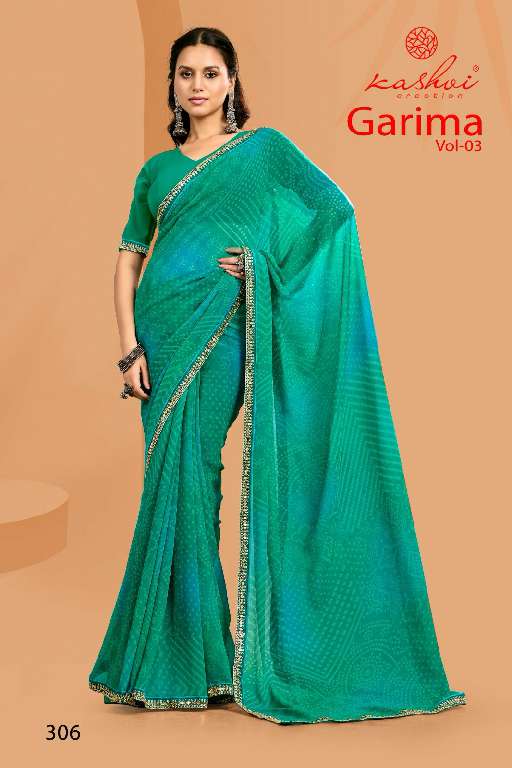 KASHVI CREATION GARIMA VOL-3 WHOLESALE NEW CATALOG GEORGETTE BANDHEJ PRINT SAREES