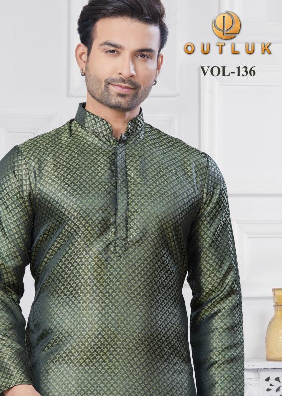 OUTLUK VOL 136 JACQUARD SILK READYMADE CLASSIC MENS KURTA PAJAMA WHOLESALER