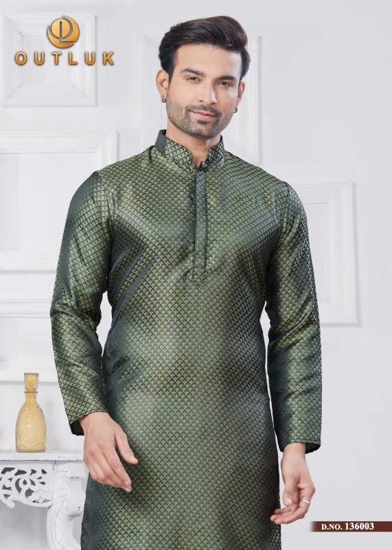 OUTLUK VOL 136 JACQUARD SILK READYMADE CLASSIC MENS KURTA PAJAMA WHOLESALER