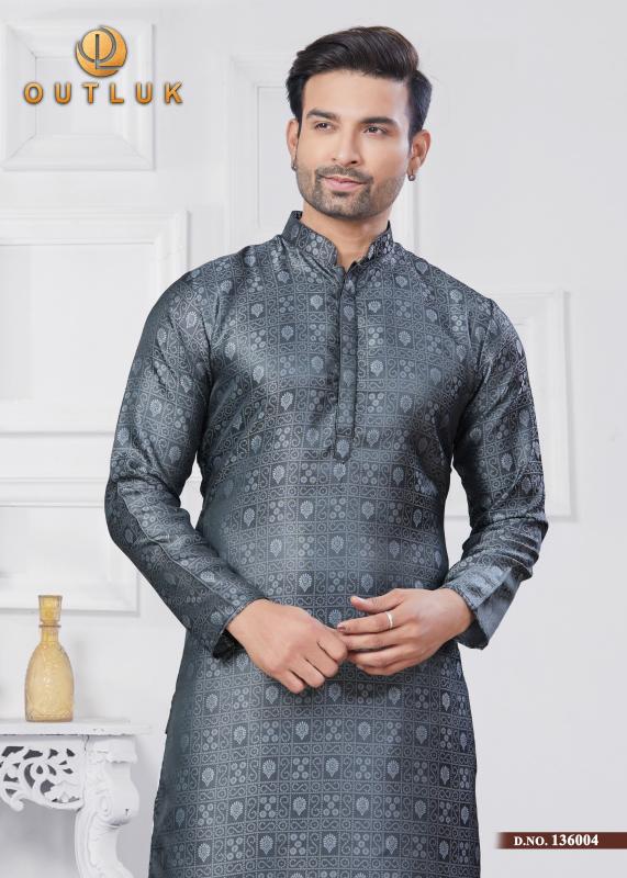 OUTLUK VOL 136 JACQUARD SILK READYMADE CLASSIC MENS KURTA PAJAMA WHOLESALER