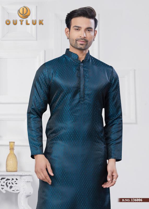 OUTLUK VOL 136 JACQUARD SILK READYMADE CLASSIC MENS KURTA PAJAMA WHOLESALER