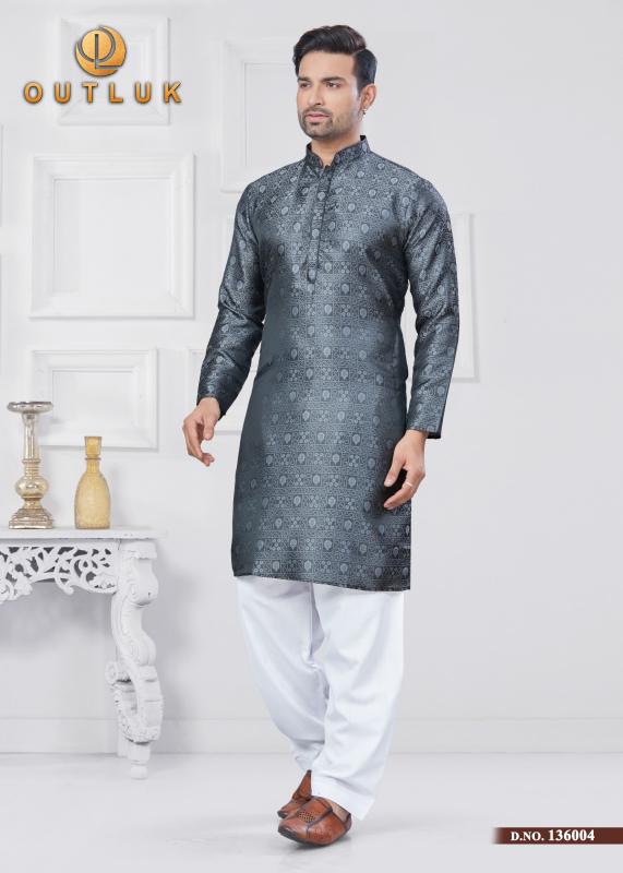 OUTLUK VOL 136 JACQUARD SILK READYMADE CLASSIC MENS KURTA PAJAMA WHOLESALER