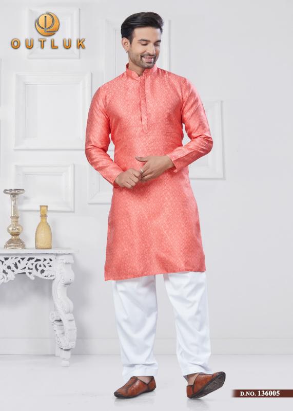 OUTLUK VOL 136 JACQUARD SILK READYMADE CLASSIC MENS KURTA PAJAMA WHOLESALER