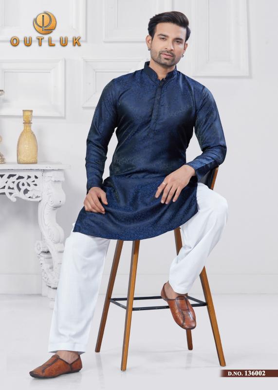 OUTLUK VOL 136 JACQUARD SILK READYMADE CLASSIC MENS KURTA PAJAMA WHOLESALER