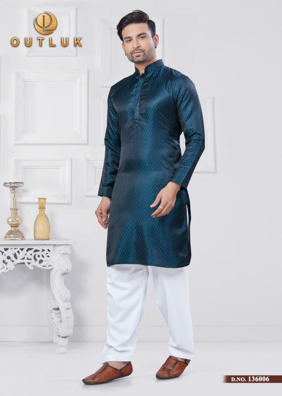 OUTLUK VOL 136 JACQUARD SILK READYMADE CLASSIC MENS KURTA PAJAMA WHOLESALER