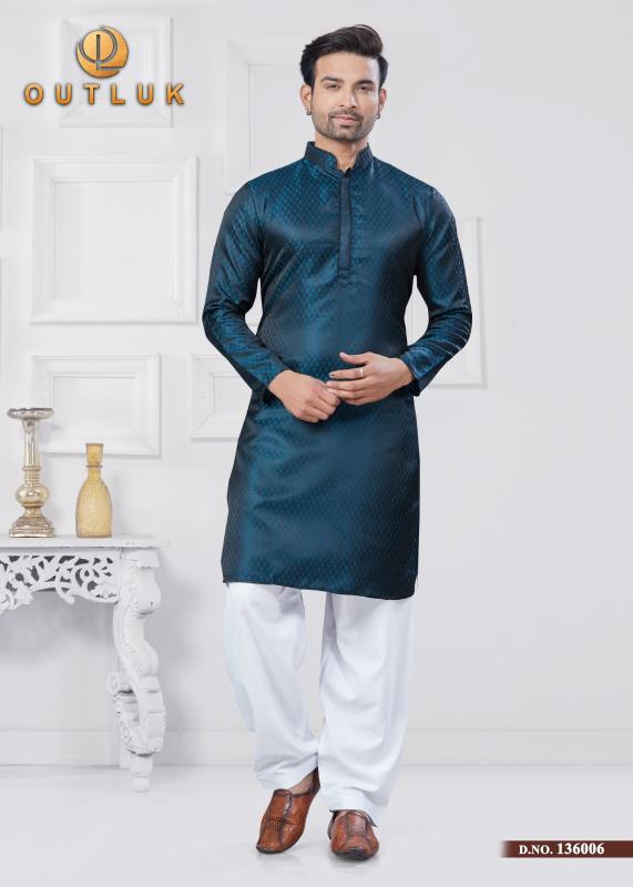 OUTLUK VOL 136 JACQUARD SILK READYMADE CLASSIC MENS KURTA PAJAMA WHOLESALER