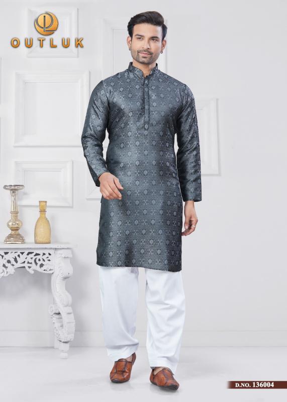OUTLUK VOL 136 JACQUARD SILK READYMADE CLASSIC MENS KURTA PAJAMA WHOLESALER