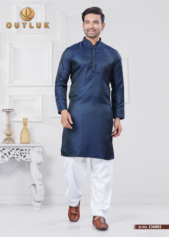 OUTLUK VOL 136 JACQUARD SILK READYMADE CLASSIC MENS KURTA PAJAMA WHOLESALER
