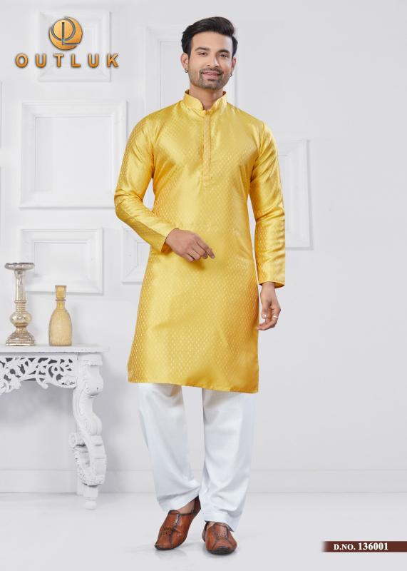 OUTLUK VOL 136 JACQUARD SILK READYMADE CLASSIC MENS KURTA PAJAMA WHOLESALER