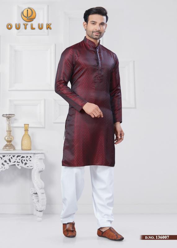 OUTLUK VOL 136 JACQUARD SILK READYMADE CLASSIC MENS KURTA PAJAMA WHOLESALER