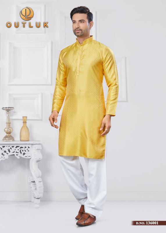 OUTLUK VOL 136 JACQUARD SILK READYMADE CLASSIC MENS KURTA PAJAMA WHOLESALER