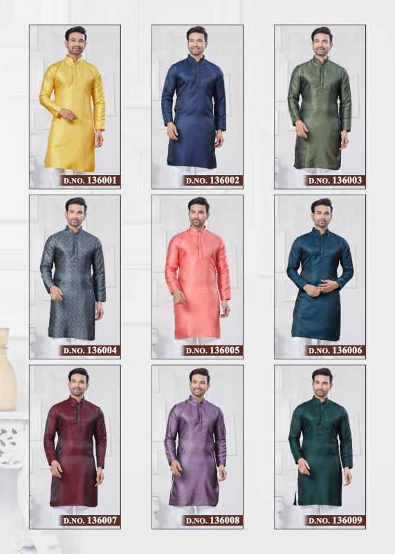 OUTLUK VOL 136 JACQUARD SILK READYMADE CLASSIC MENS KURTA PAJAMA WHOLESALER