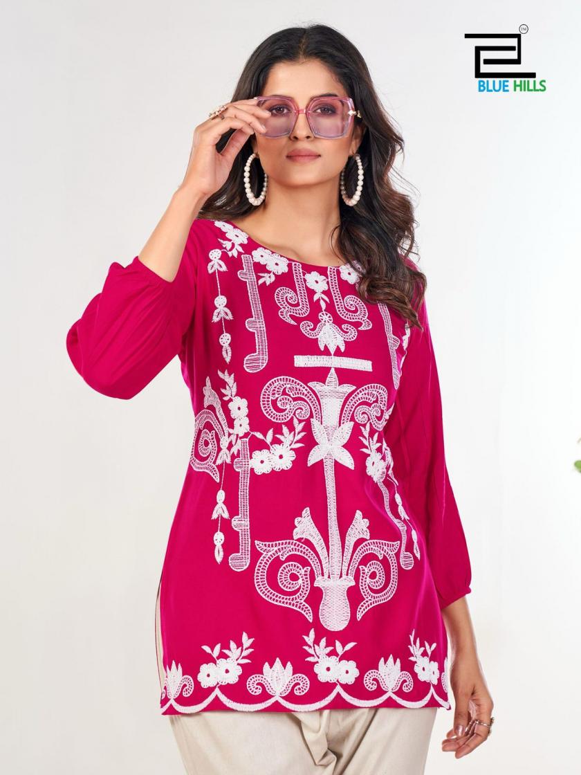 RABBIT BY BLUE HILLS RAYON READYMADE WESTERN TOP FOR GIRLS