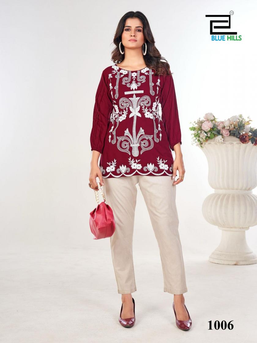 RABBIT BY BLUE HILLS RAYON READYMADE WESTERN TOP FOR GIRLS