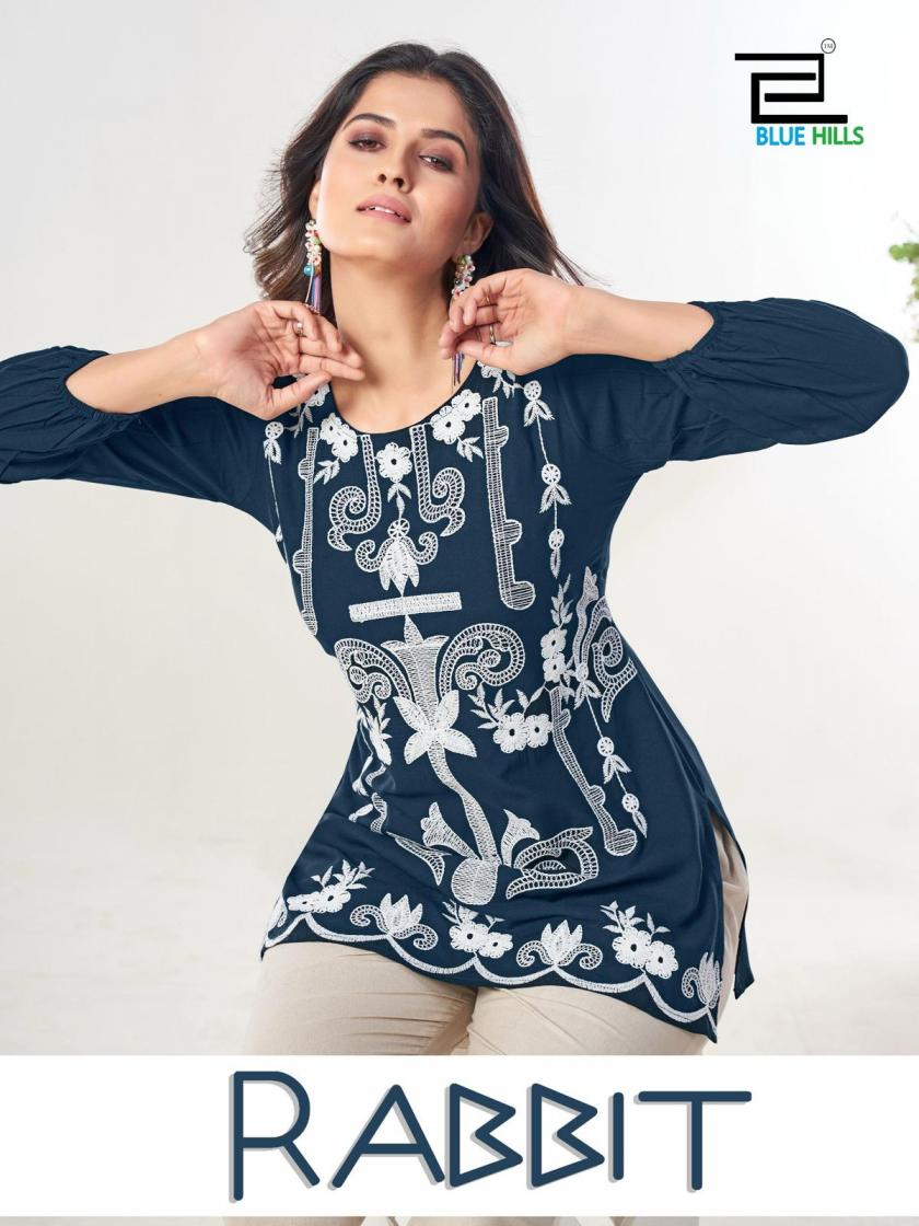 RABBIT BY BLUE HILLS RAYON READYMADE WESTERN TOP FOR GIRLS