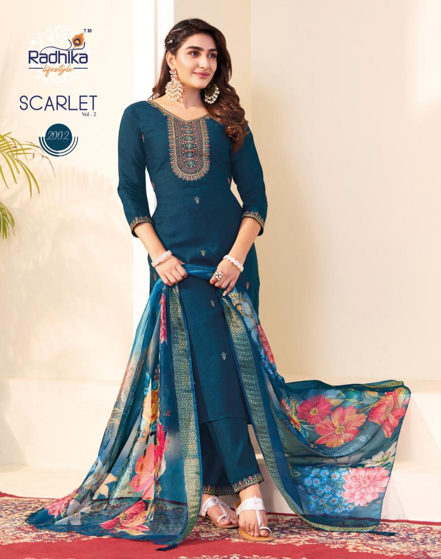 SCARLET VOL 2 BY RADHIKA LIFESTYLE FULL STITCH VERTICAN SILK ATTRACTIVE SUIT FOR WOMENS