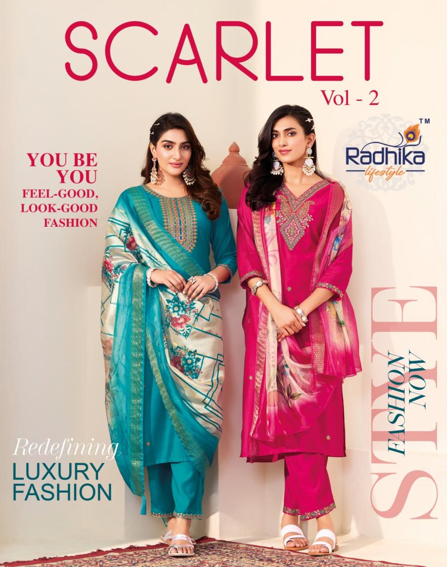 SCARLET VOL 2 BY RADHIKA LIFESTYLE FULL STITCH VERTICAN SILK ATTRACTIVE SUIT FOR WOMENS