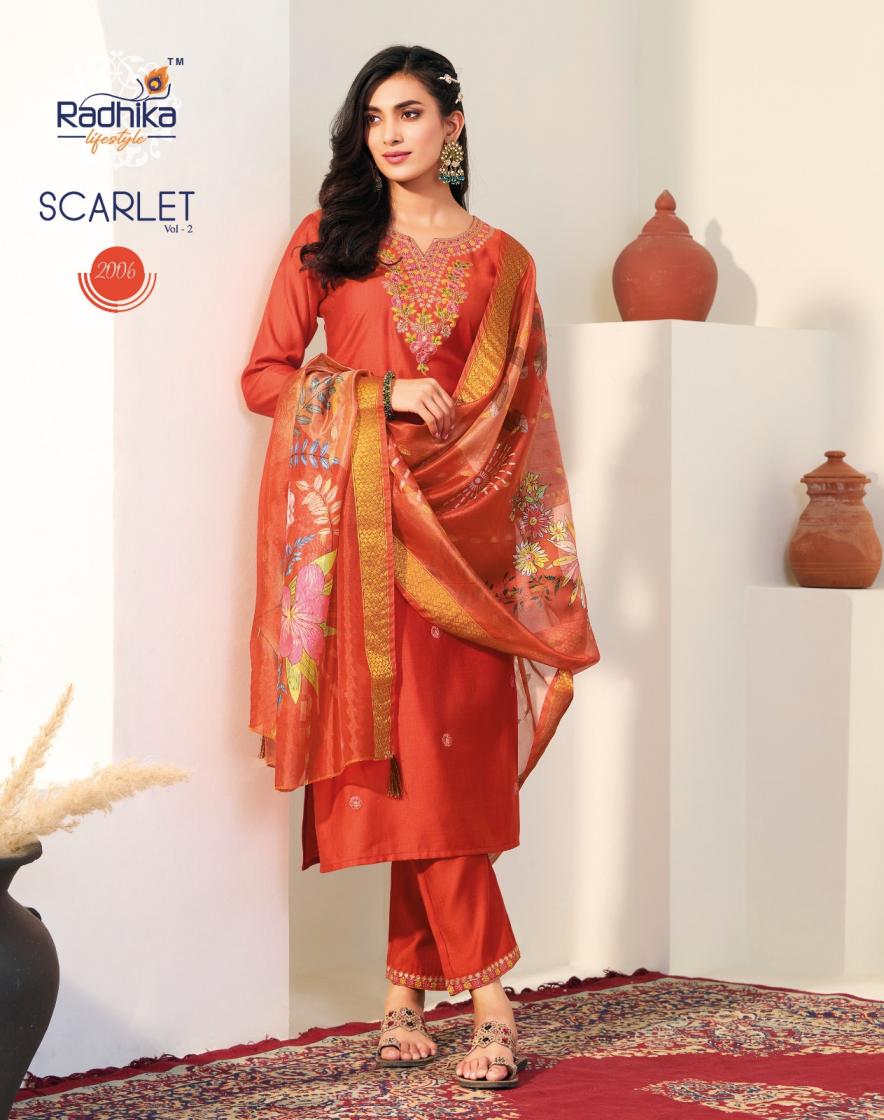 SCARLET VOL 2 BY RADHIKA LIFESTYLE FULL STITCH VERTICAN SILK ATTRACTIVE SUIT FOR WOMENS