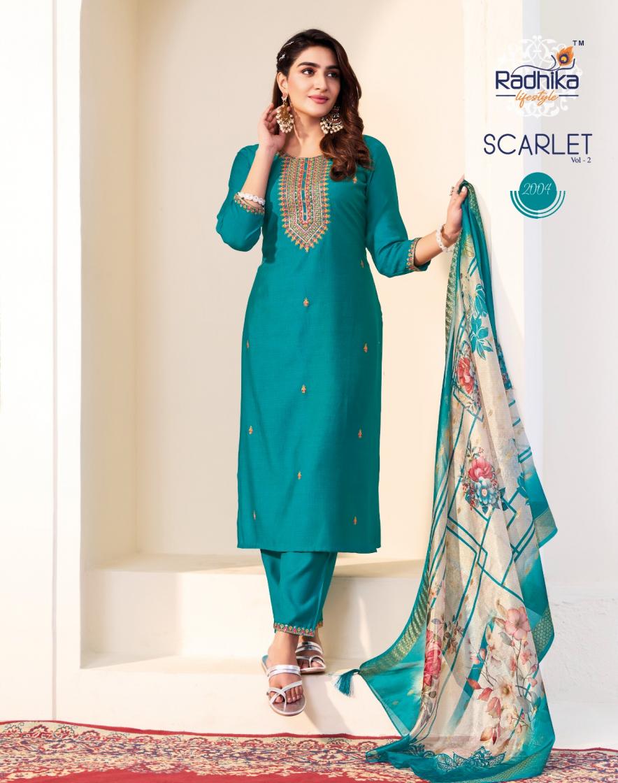 SCARLET VOL 2 BY RADHIKA LIFESTYLE FULL STITCH VERTICAN SILK ATTRACTIVE SUIT FOR WOMENS