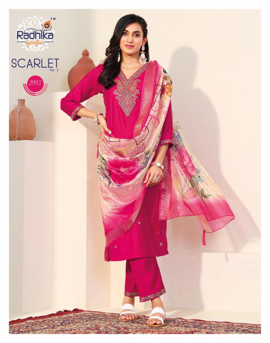 SCARLET VOL 2 BY RADHIKA LIFESTYLE FULL STITCH VERTICAN SILK ATTRACTIVE SUIT FOR WOMENS