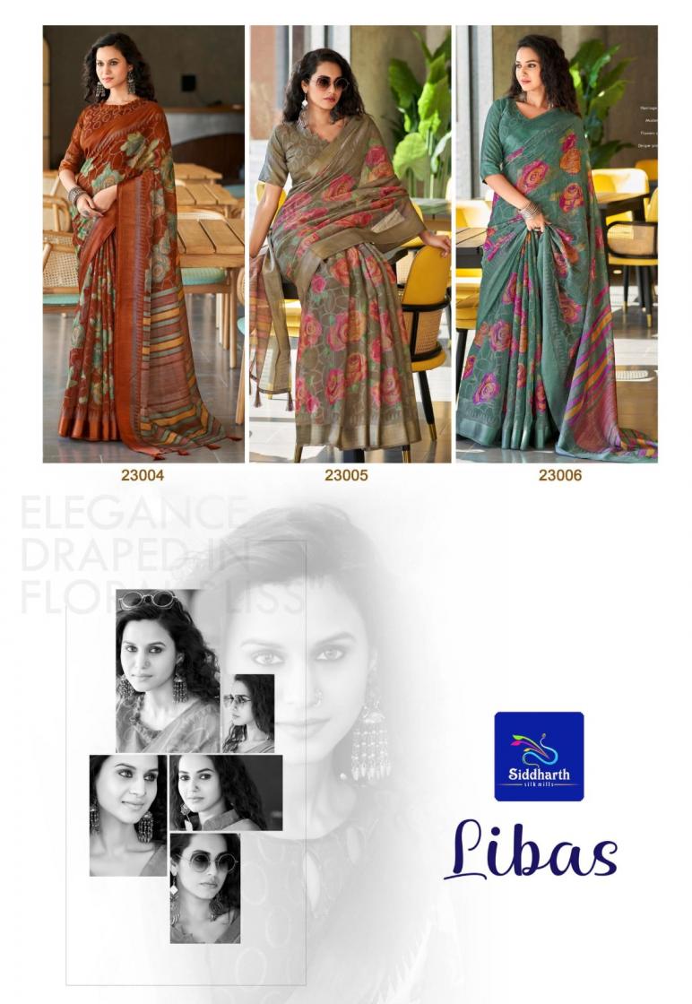 SIDDHARTH SILK MILLS LIBAS COTTON BRASSO SHOP TRENDY SAREE WHOLESALER