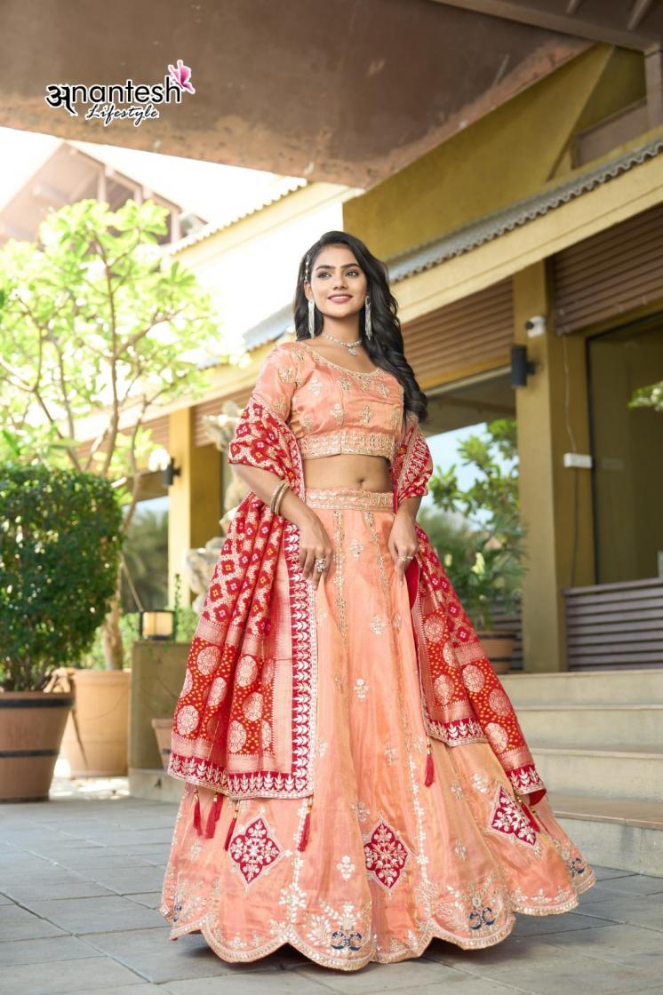 ANANTESH LIFESTYLE 5043 SEMI STITCH COSMOS VISCOSE BRIDAL CHANIYA CHOLI ONLINE