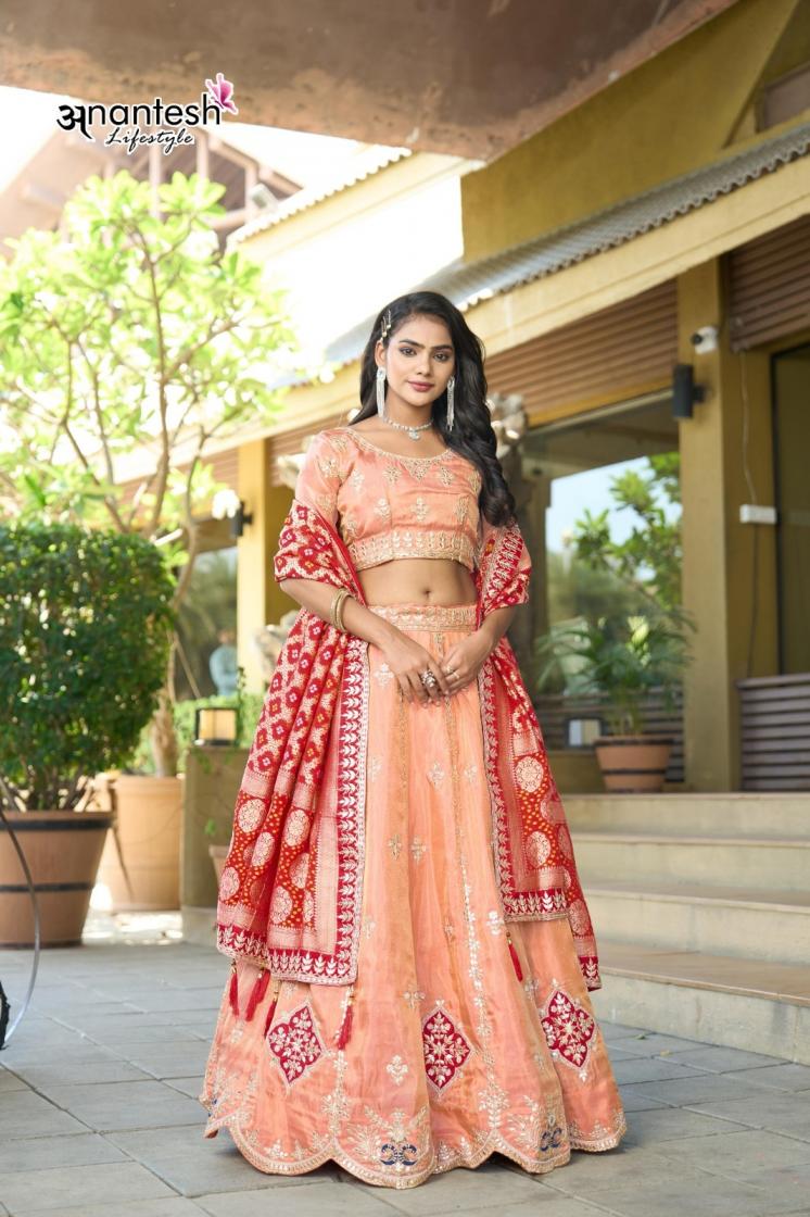 ANANTESH LIFESTYLE 5043 SEMI STITCH COSMOS VISCOSE BRIDAL CHANIYA CHOLI ONLINE