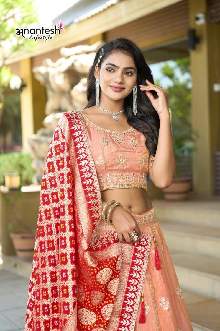 ANANTESH LIFESTYLE 5043 SEMI STITCH COSMOS VISCOSE BRIDAL CHANIYA CHOLI ONLINE