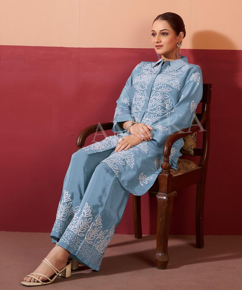 KHUSHI BY AMBIKA KURTI NATURAL CRAPE READYMADE STYLISH COMBO CO-ORD SETS