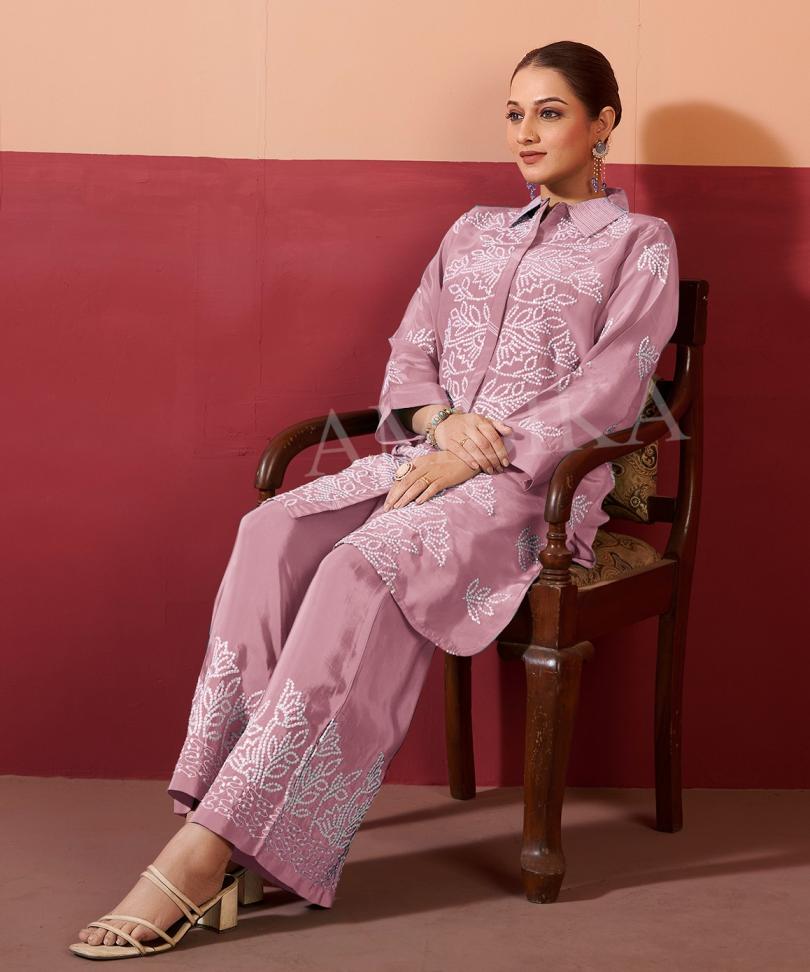 KHUSHI BY AMBIKA KURTI NATURAL CRAPE READYMADE STYLISH COMBO CO-ORD SETS