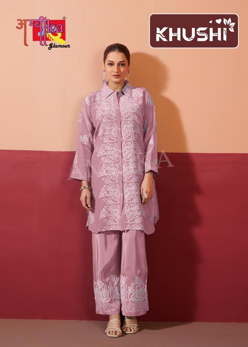 KHUSHI BY AMBIKA KURTI NATURAL CRAPE READYMADE STYLISH COMBO CO-ORD SETS