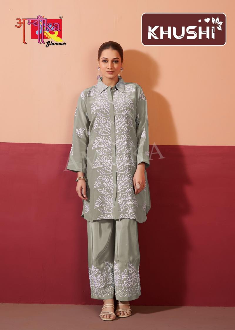 KHUSHI BY AMBIKA KURTI NATURAL CRAPE READYMADE STYLISH COMBO CO-ORD SETS