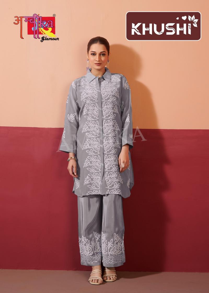 KHUSHI BY AMBIKA KURTI NATURAL CRAPE READYMADE STYLISH COMBO CO-ORD SETS