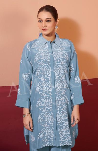 KHUSHI BY AMBIKA KURTI NATURAL CRAPE READYMADE STYLISH COMBO CO-ORD SETS
