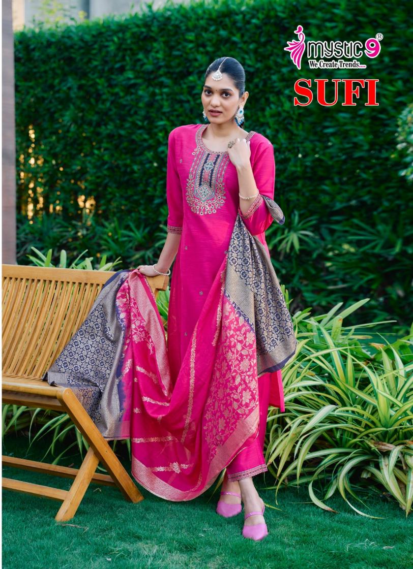 MYSTIC 9 SUFI VOL 1 BANGLORE SILK FULLY STITCH GORGEOUS LOOK SALWAR KAMEEZ SET