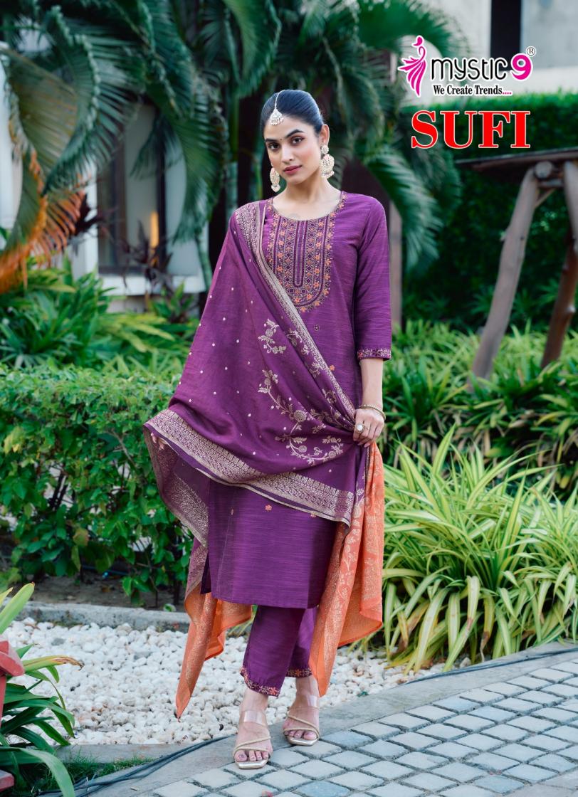 MYSTIC 9 SUFI VOL 1 BANGLORE SILK FULLY STITCH GORGEOUS LOOK SALWAR KAMEEZ SET