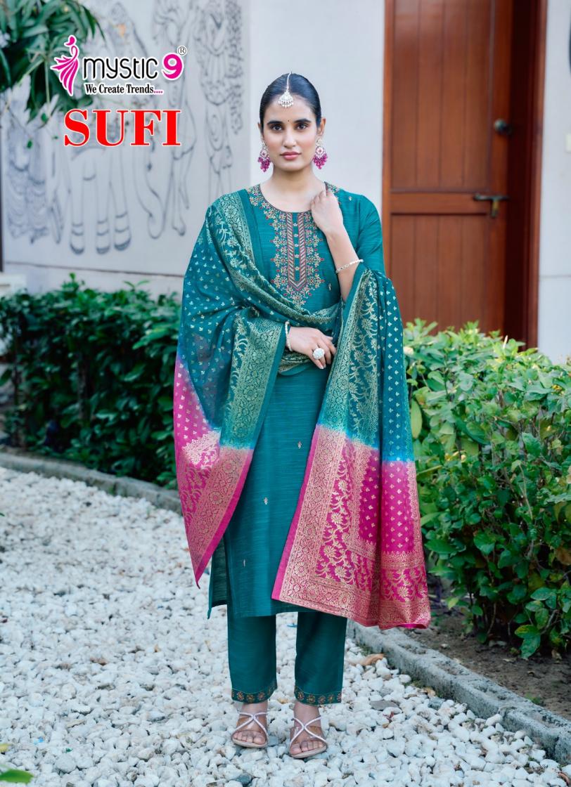 MYSTIC 9 SUFI VOL 1 BANGLORE SILK FULLY STITCH GORGEOUS LOOK SALWAR KAMEEZ SET