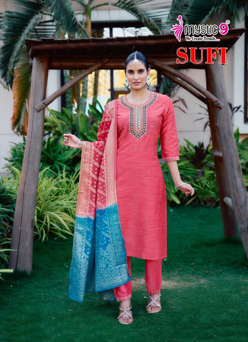 MYSTIC 9 SUFI VOL 1 BANGLORE SILK FULLY STITCH GORGEOUS LOOK SALWAR KAMEEZ SET