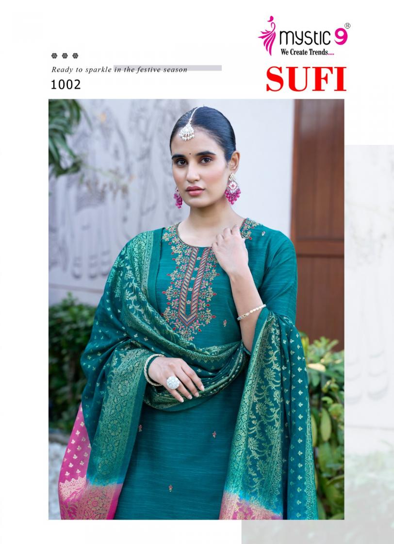 MYSTIC 9 SUFI VOL 1 BANGLORE SILK FULLY STITCH GORGEOUS LOOK SALWAR KAMEEZ SET