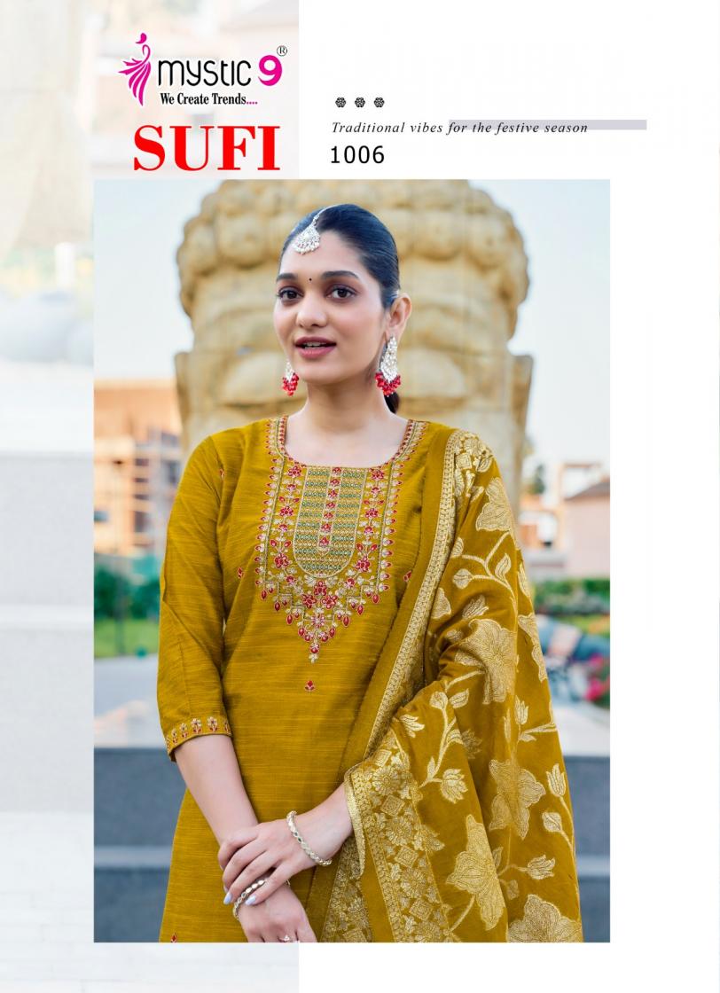 MYSTIC 9 SUFI VOL 1 BANGLORE SILK FULLY STITCH GORGEOUS LOOK SALWAR KAMEEZ SET