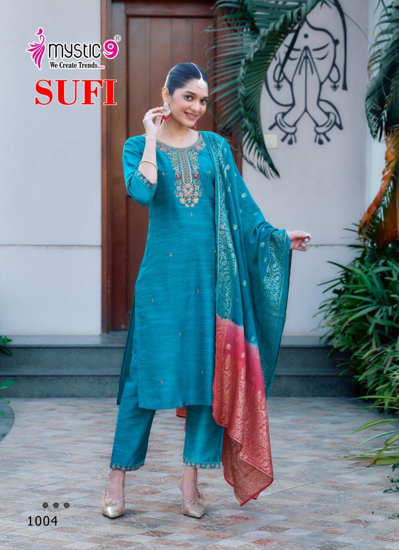 MYSTIC 9 SUFI VOL 1 BANGLORE SILK FULLY STITCH GORGEOUS LOOK SALWAR KAMEEZ SET