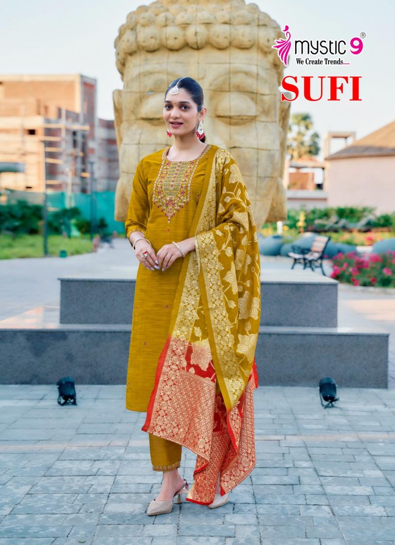 MYSTIC 9 SUFI VOL 1 BANGLORE SILK FULLY STITCH GORGEOUS LOOK SALWAR KAMEEZ SET