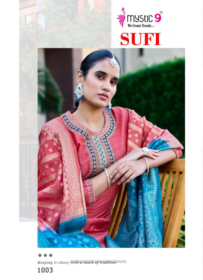 MYSTIC 9 SUFI VOL 1 BANGLORE SILK FULLY STITCH GORGEOUS LOOK SALWAR KAMEEZ SET