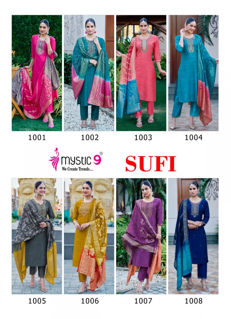 MYSTIC 9 SUFI VOL 1 BANGLORE SILK FULLY STITCH GORGEOUS LOOK SALWAR KAMEEZ SET