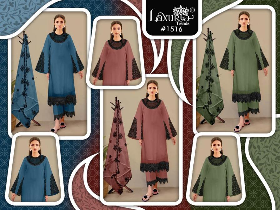 LAXURIA TRENDZ 1516 STAR GEORGETTE FULLY STITCH DESIGNER PAKISTANI 3PCS DRESS