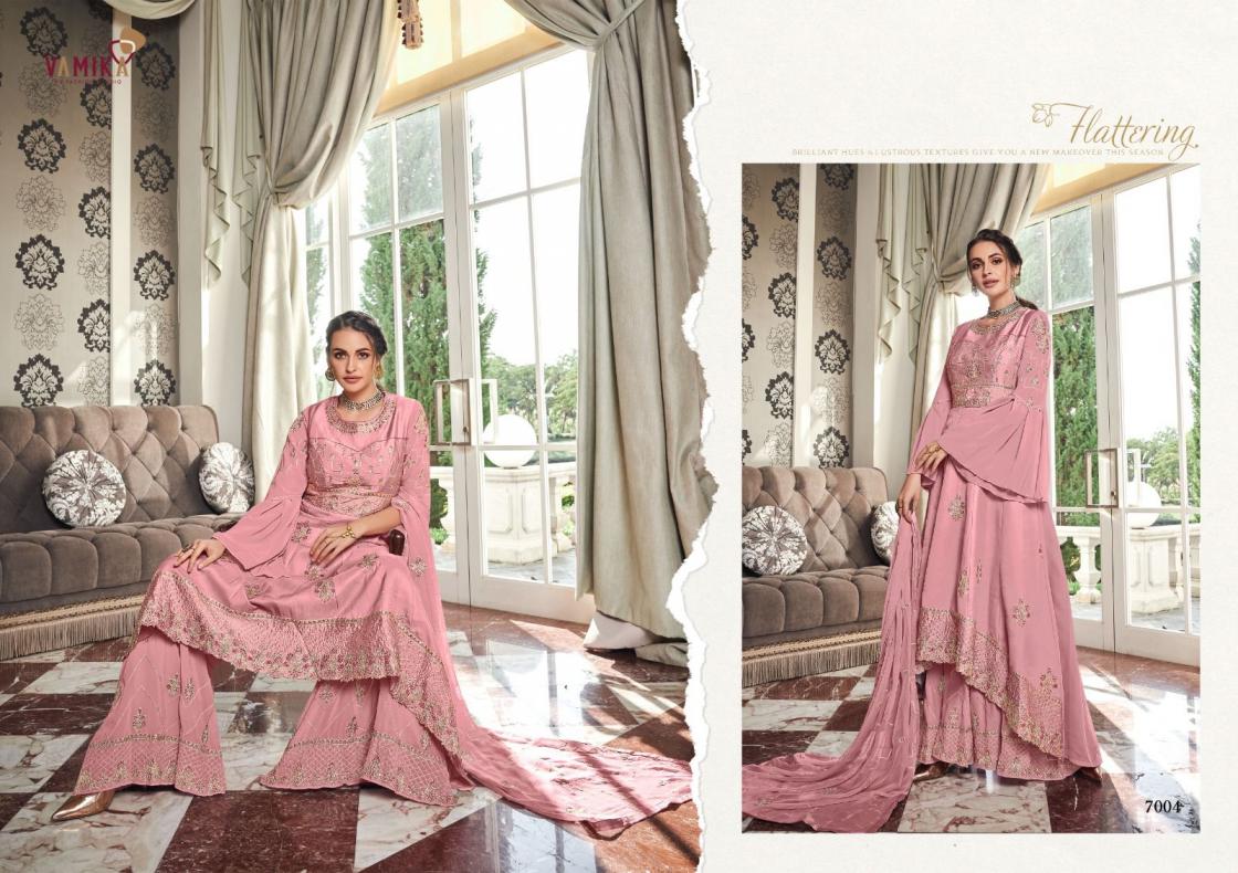 RIYAAZ BY VAMIKA GEORGETTE EMBROIDERY TRADITIONAL READYMADE TOP WITH PLAZZO & DUPATTA SET