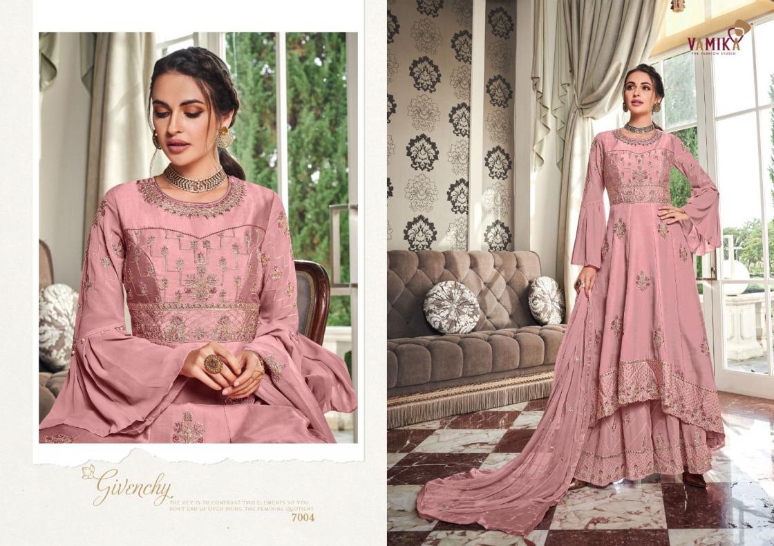 RIYAAZ BY VAMIKA GEORGETTE EMBROIDERY TRADITIONAL READYMADE TOP WITH PLAZZO & DUPATTA SET